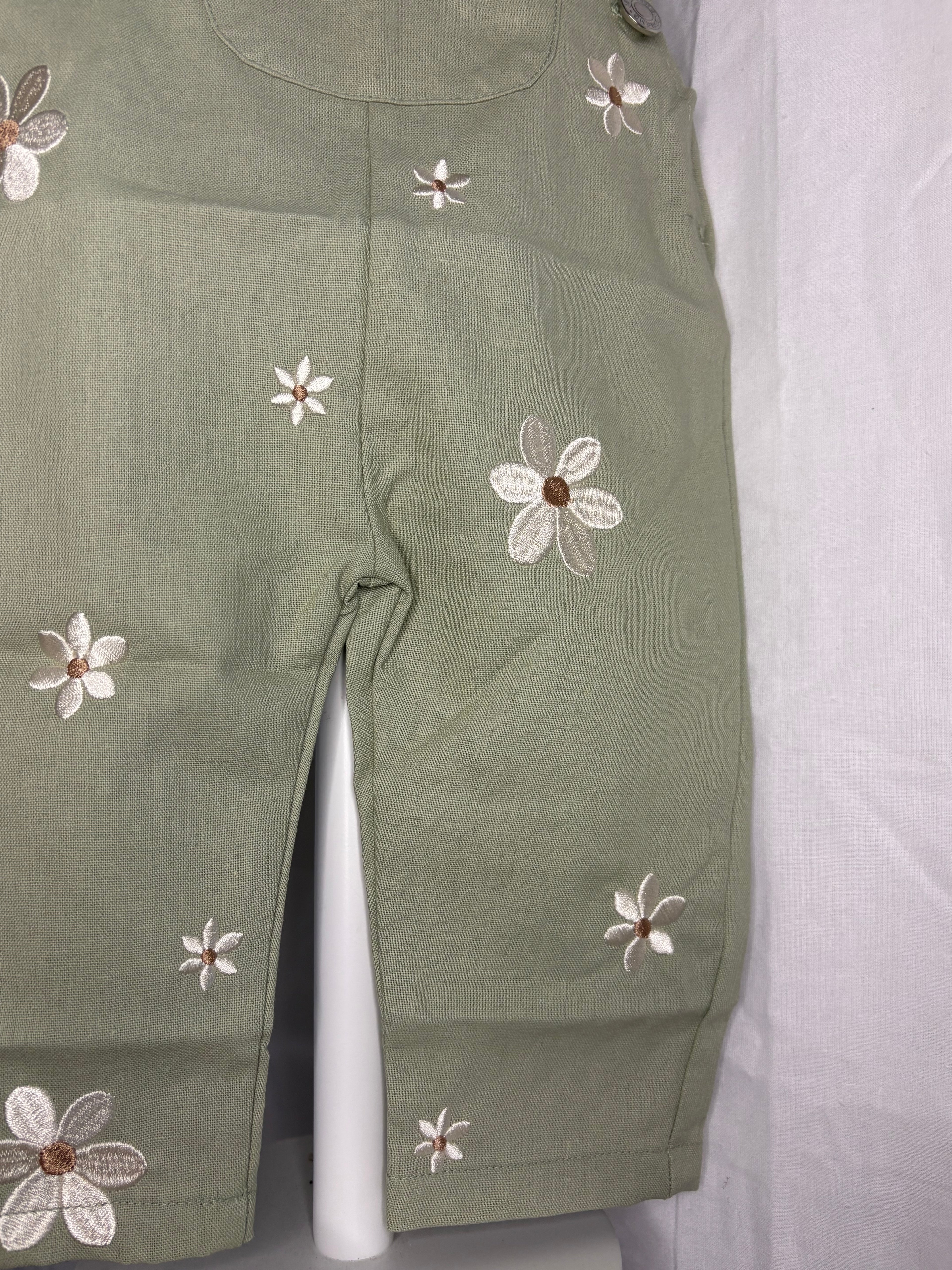 Sage Floral Dungarees