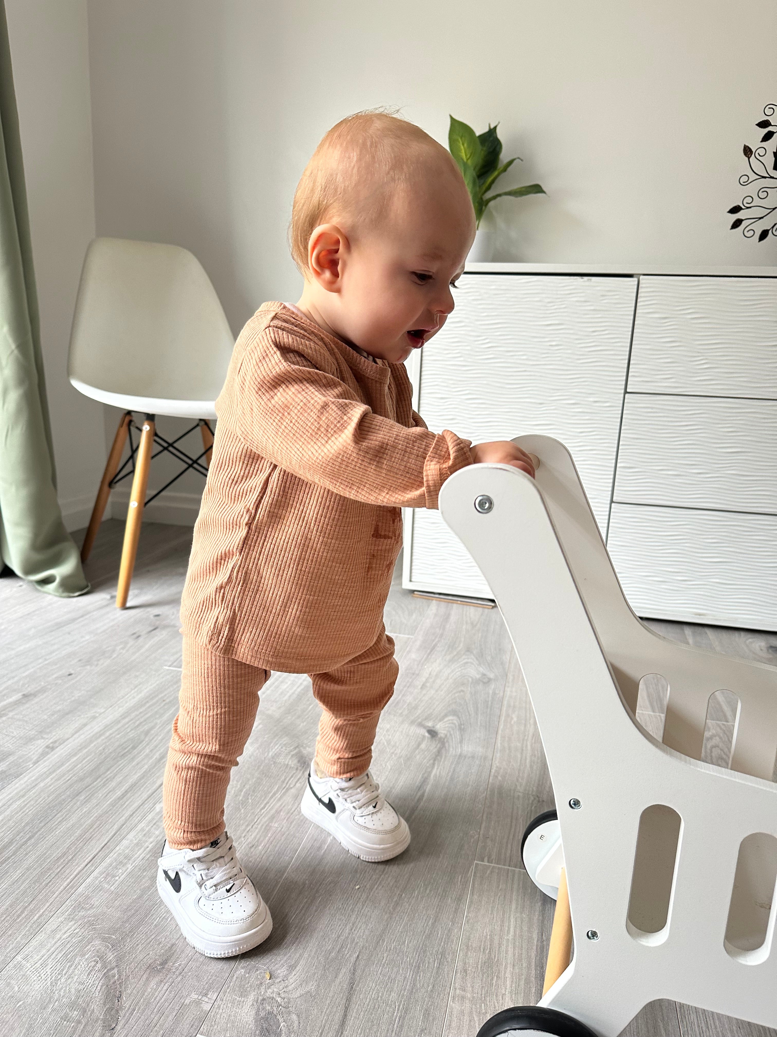 Tan Ribbed Lounge Set