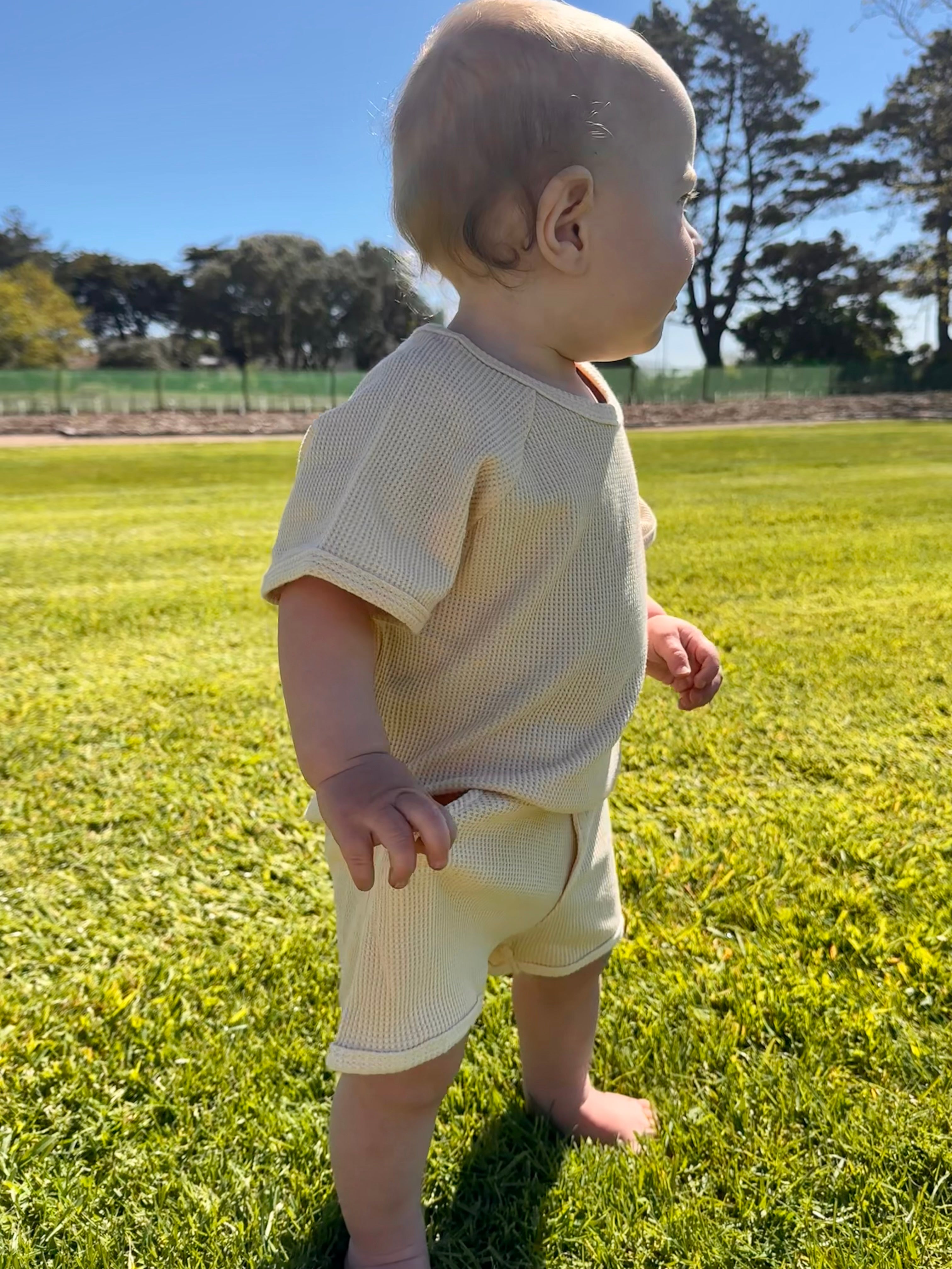 Vanilla waffle short and tee set