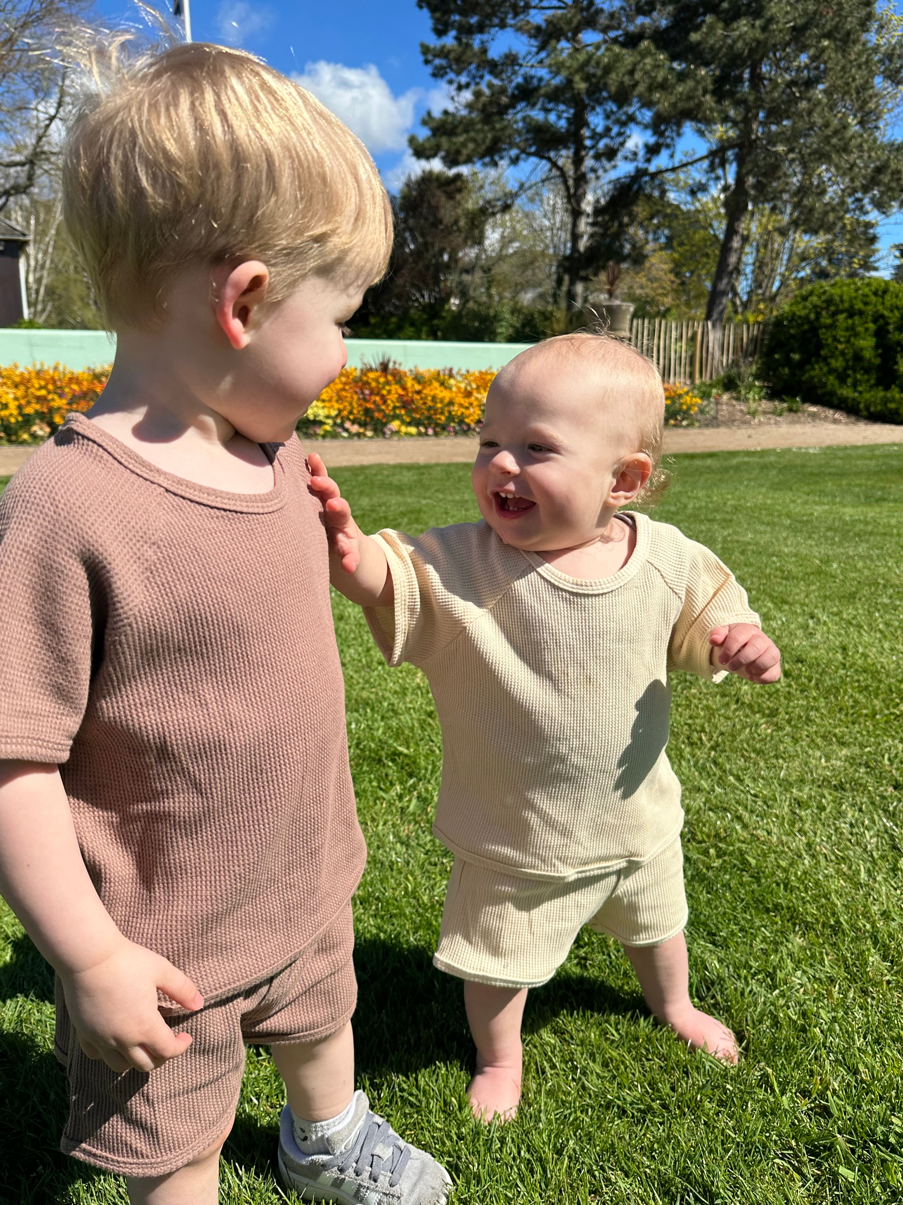 Vanilla waffle short and tee set