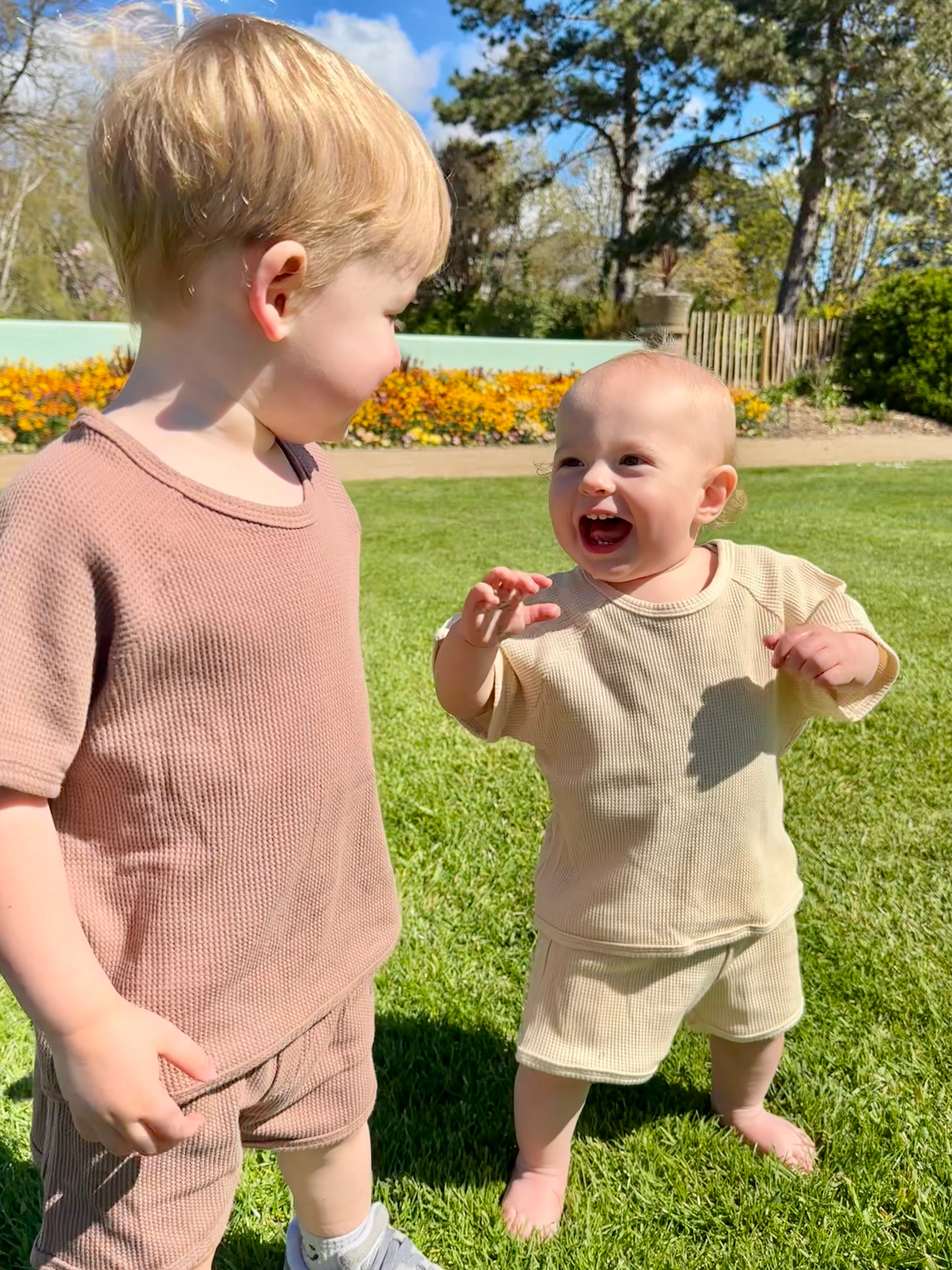 Mocha waffle short and tee set