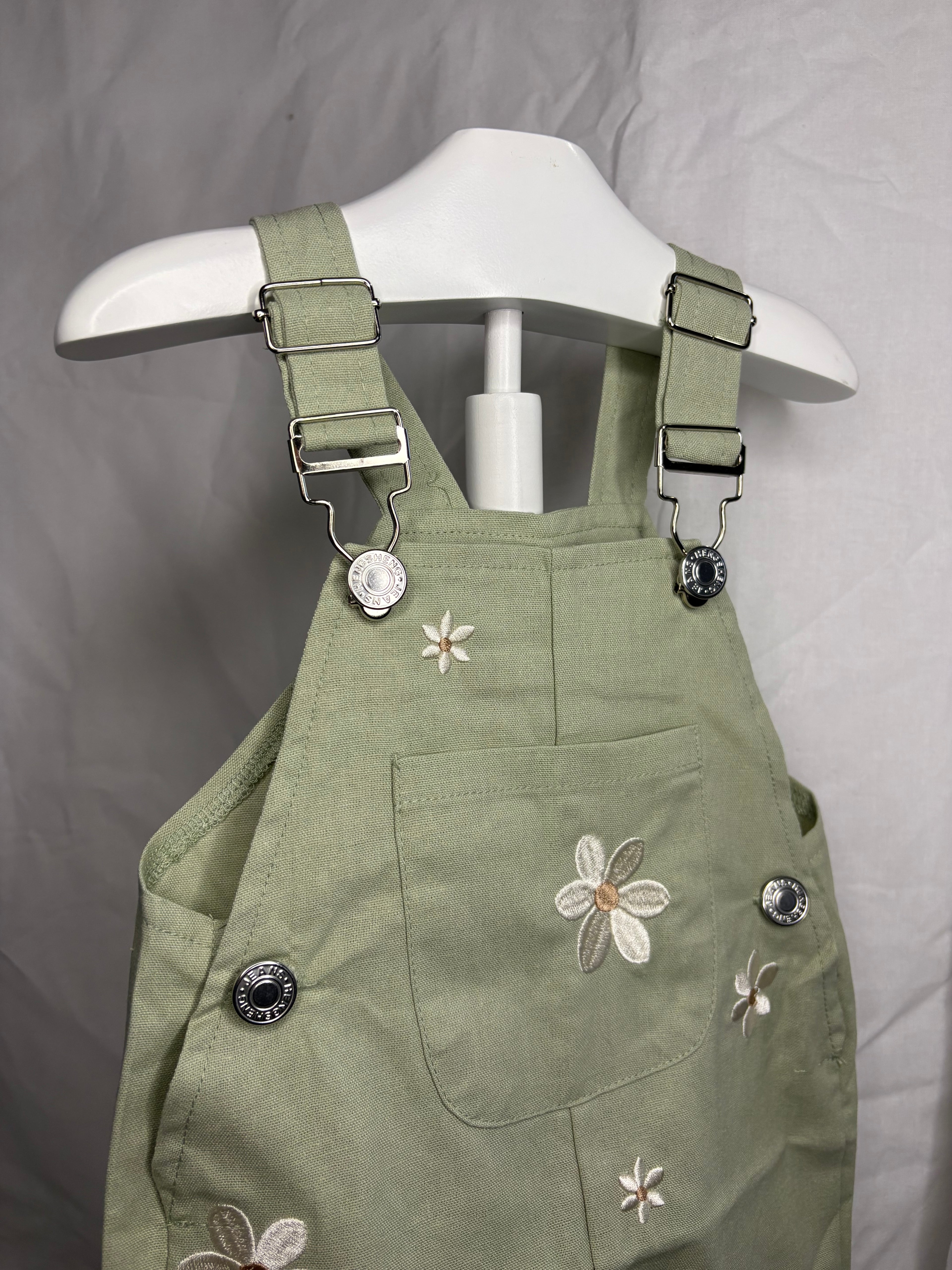Sage Floral Dungarees