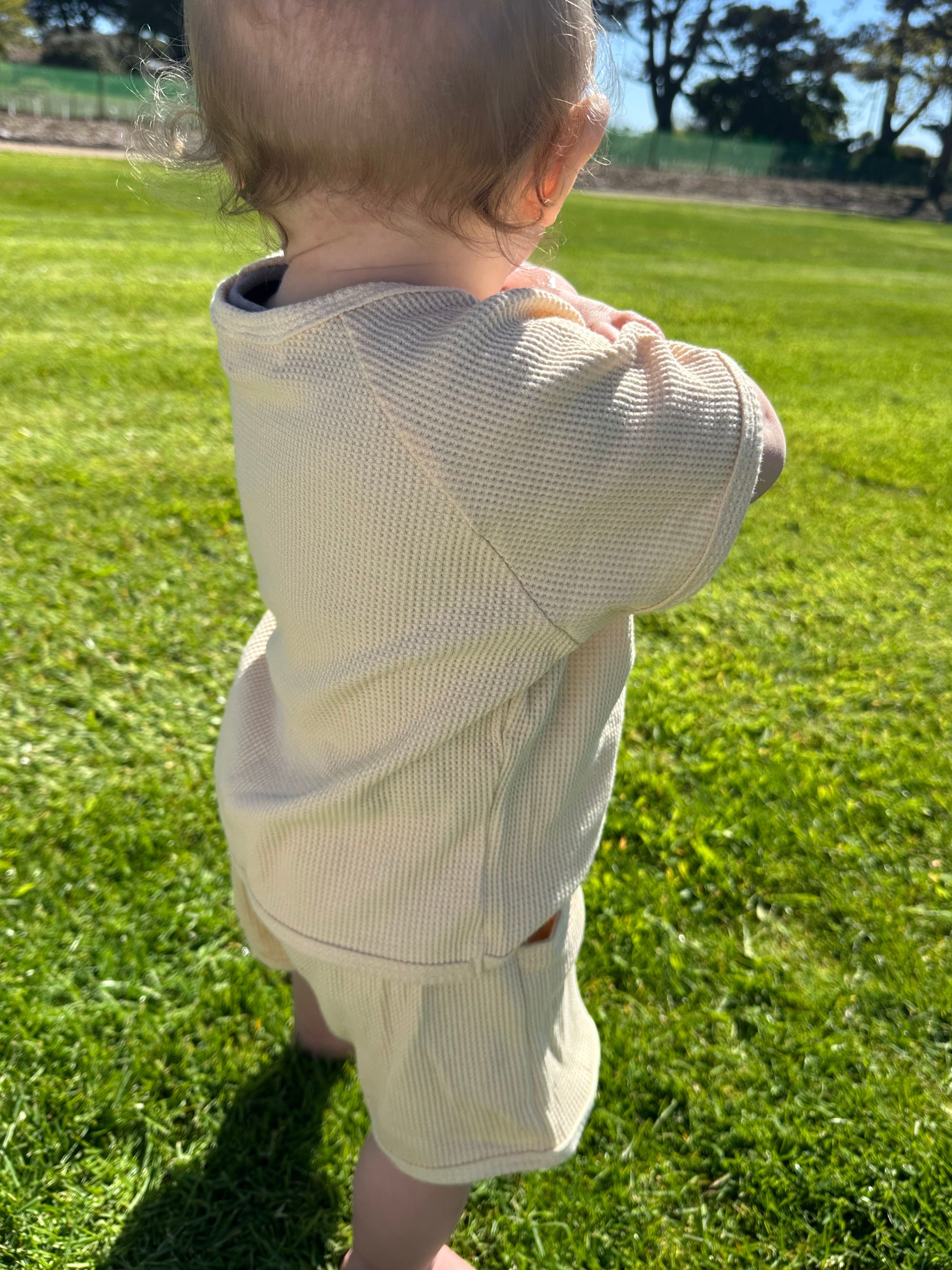 Vanilla waffle short and tee set