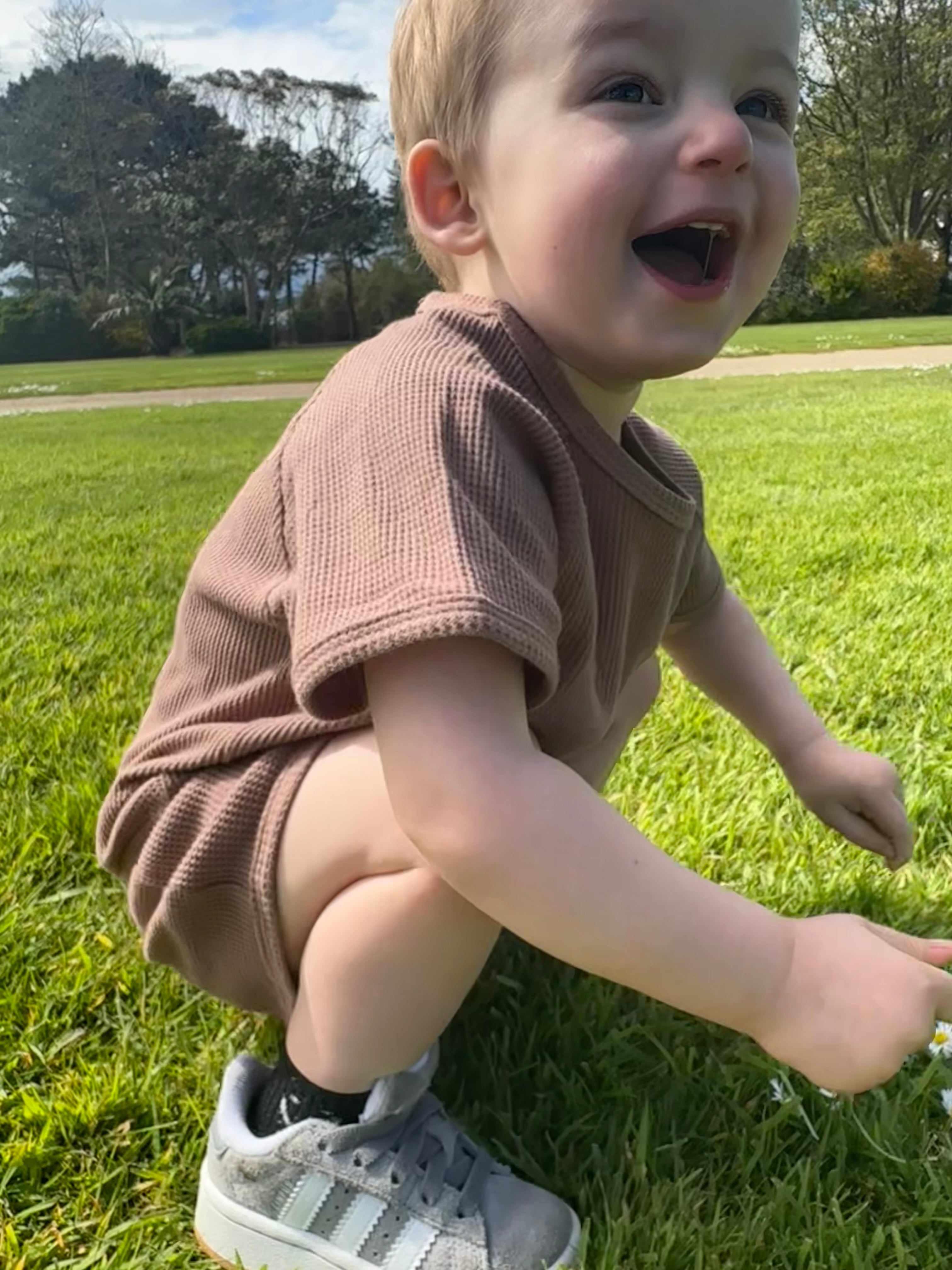 Mocha waffle short and tee set