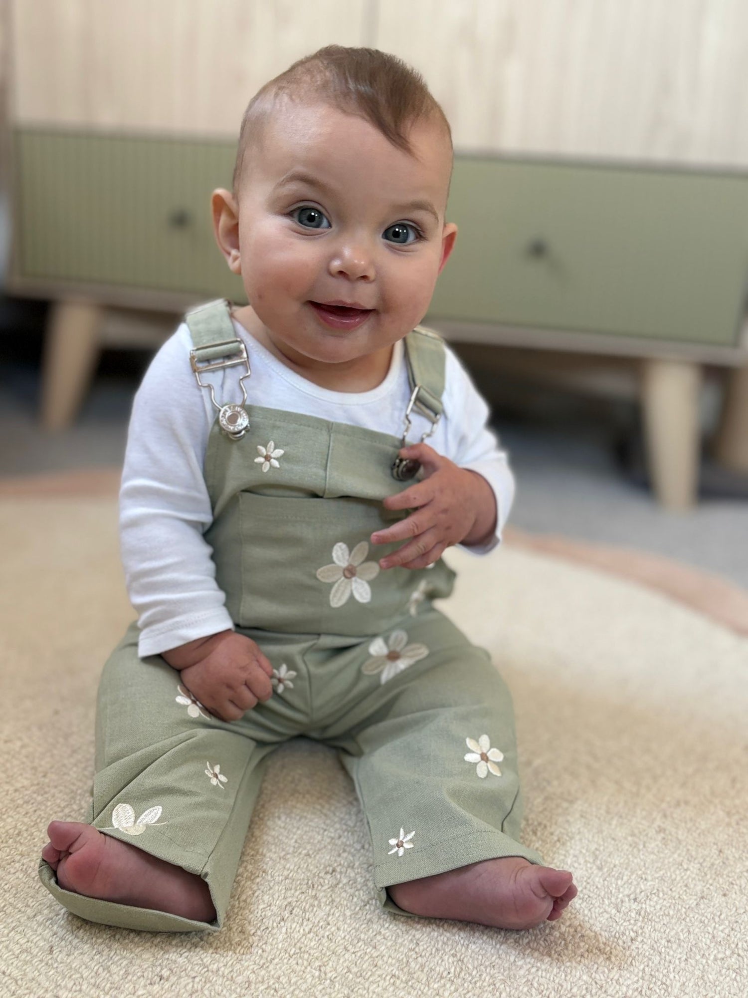 Sage Floral Dungarees