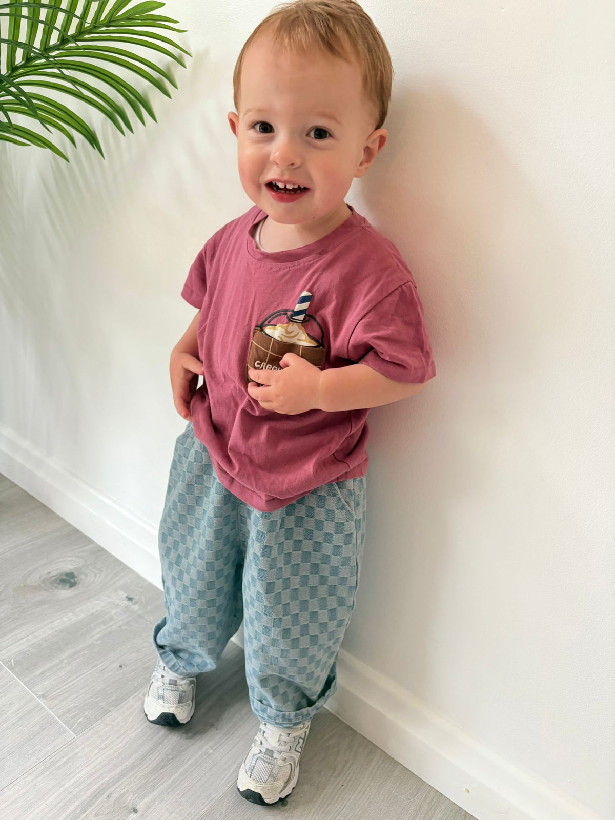 Blue Grid Denim Trousers