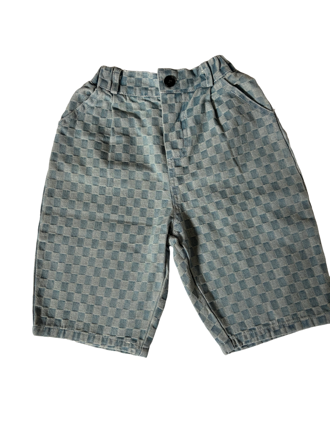 Blue Grid Denim Trousers
