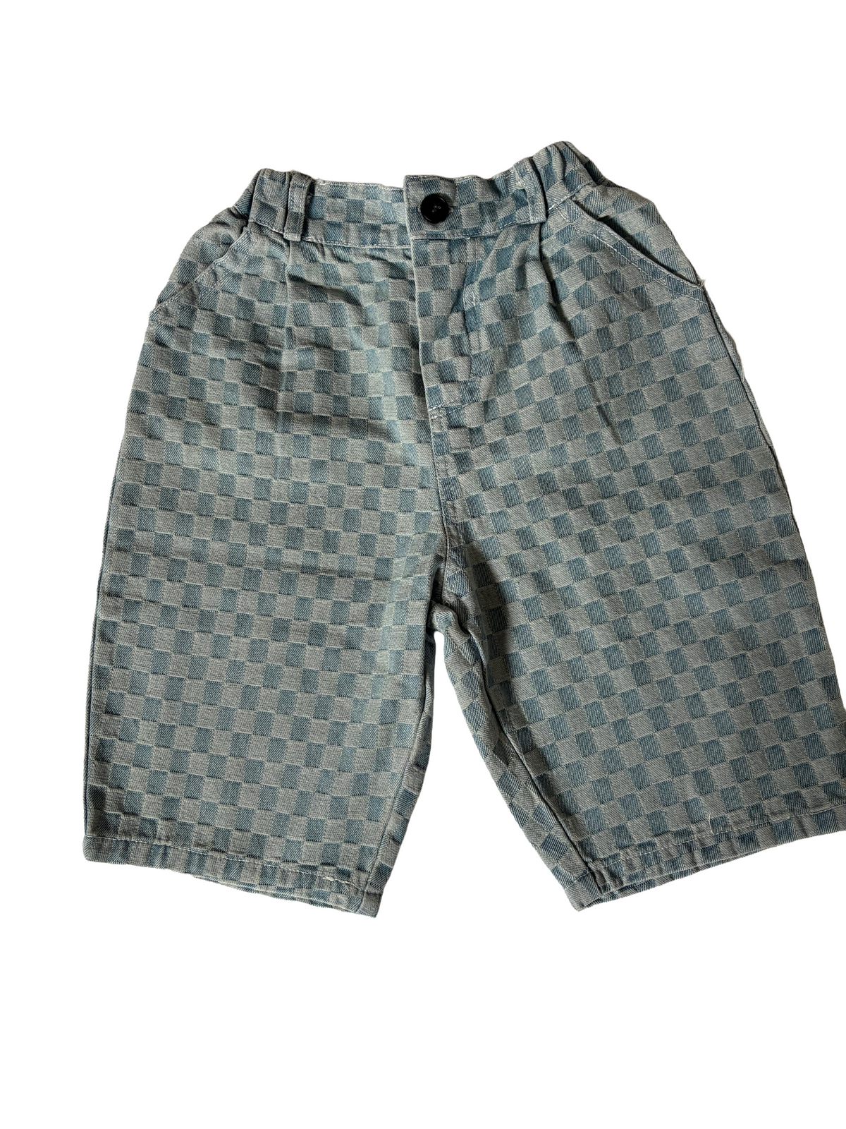 Blue Grid Denim Trousers