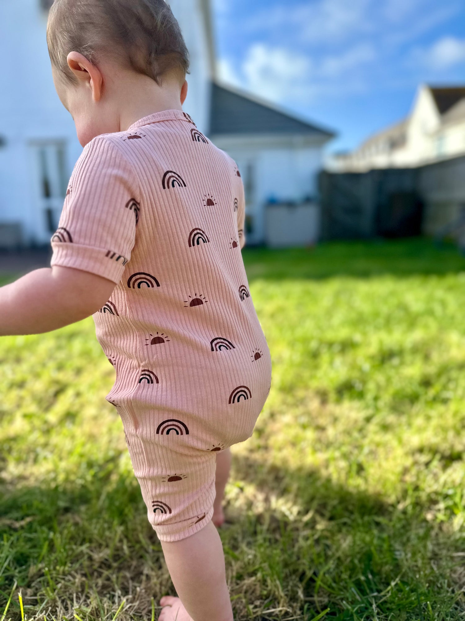 Rainbow Romper - Shell Pink